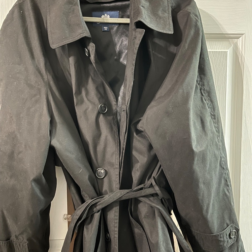 Vintage 90's Long Black Trench Coat with belt